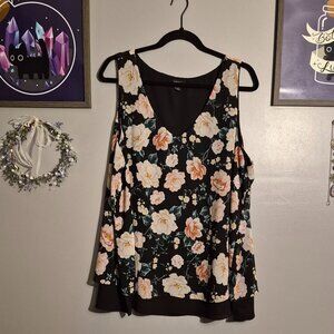 Black Floral Tank Top